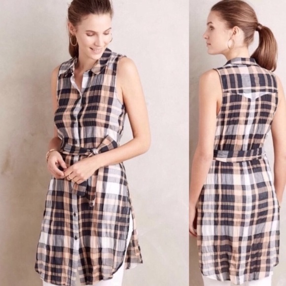 Anthropologie Tops - Anthropologie Holding Horses Plaid Tunic.